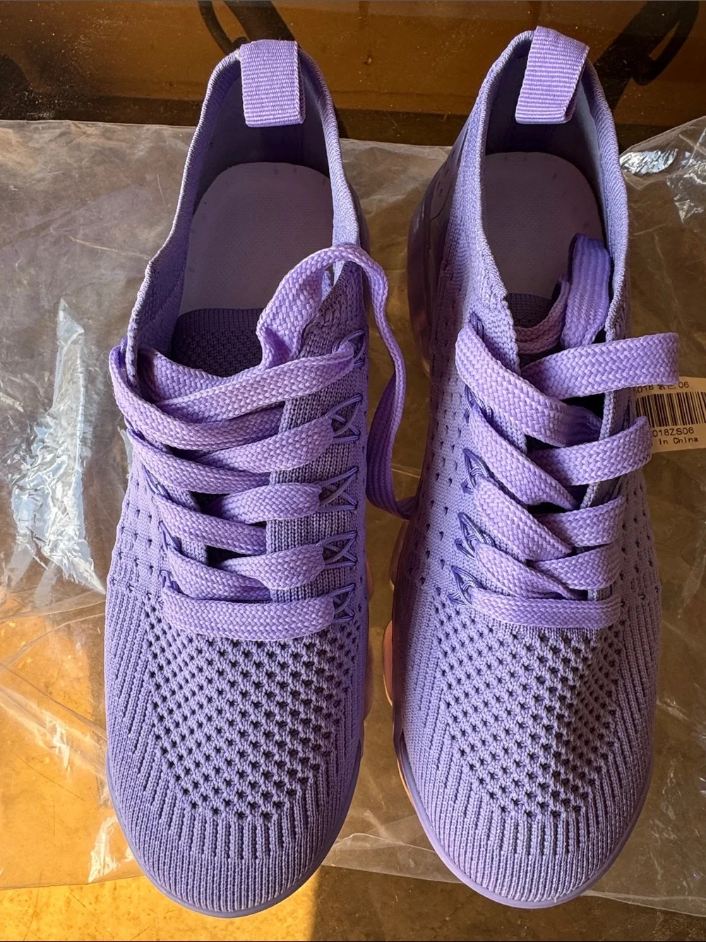 Lightweight Knit Lace-Up Athletic Sneakers - Lavender